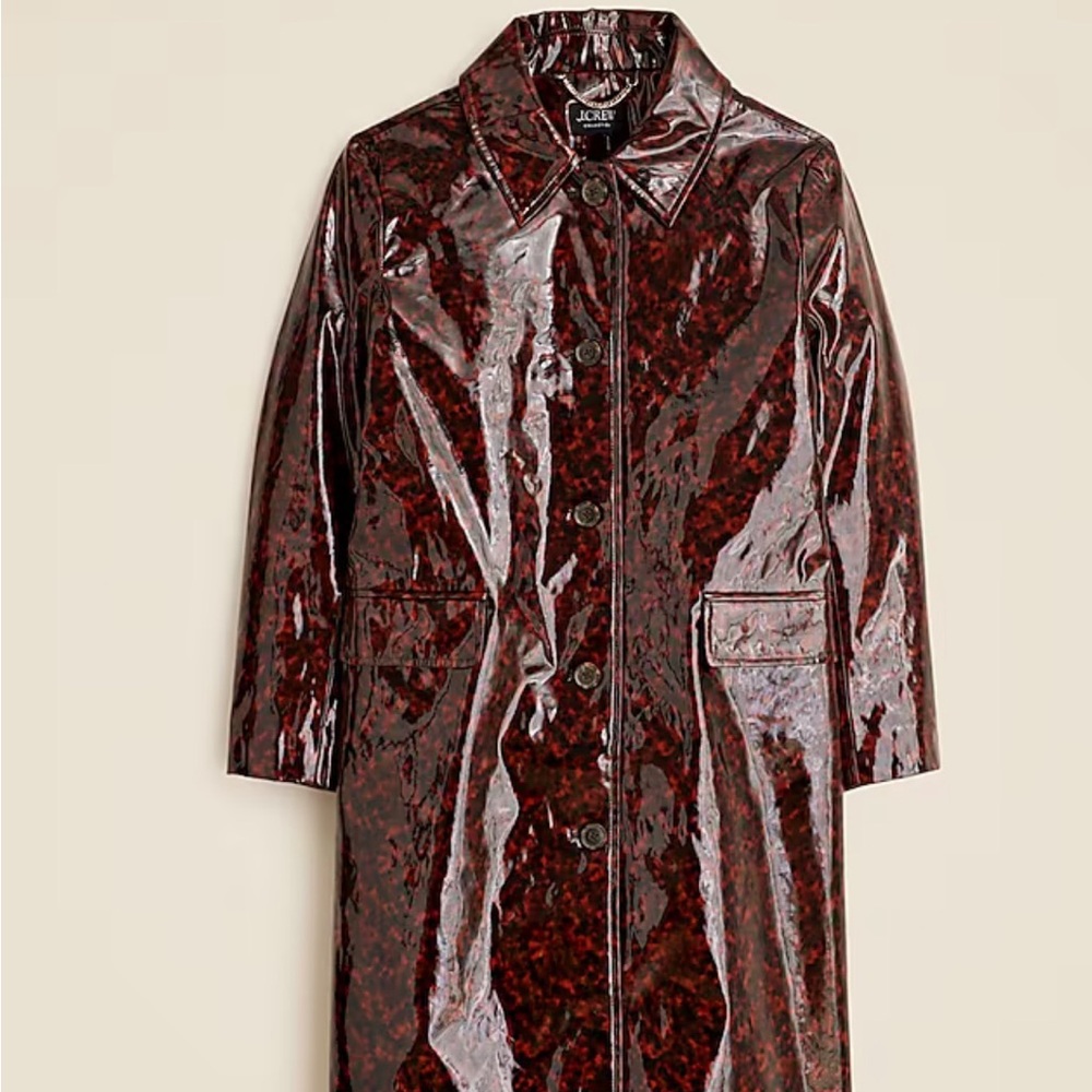 J. Crew Vinyl Tortoise Print coat